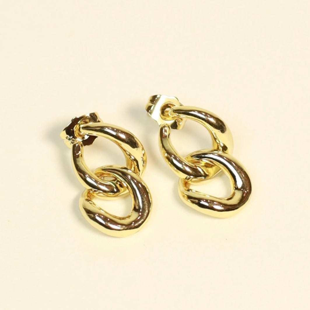 Gold two chain earrings