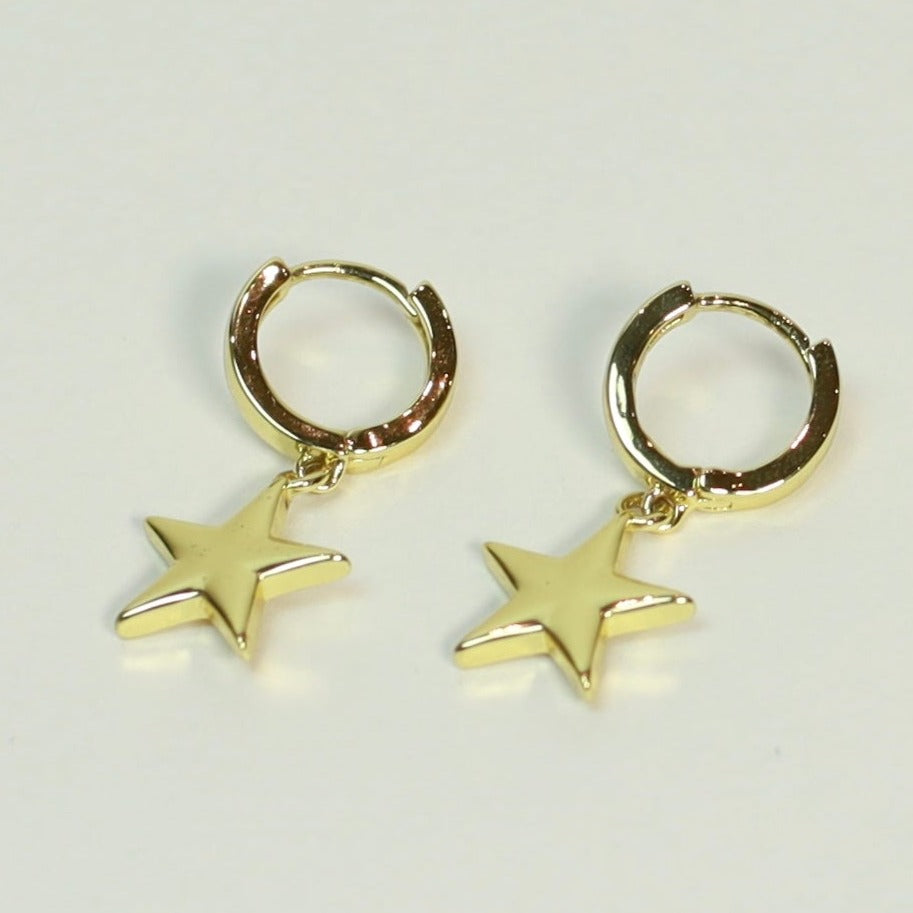 Gold hanging star earrings