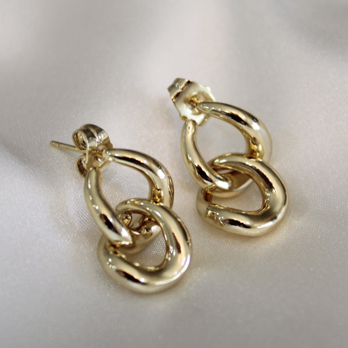 Gold two chain earrings
